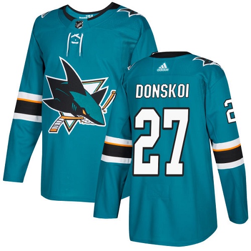 Adidas Sharks #27 Joonas Donskoi Teal Home Authentic Stitched NHL Jersey